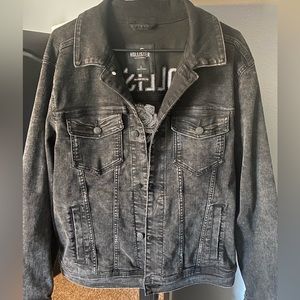 Embroidered stress denim jacket